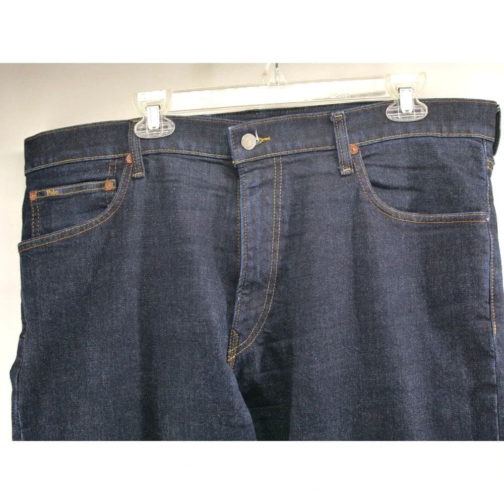 Polo Ralph Lauren‎ Mens 38Tx36 The Hampton Relaxed Straight Rope Dyed Blue Jeans